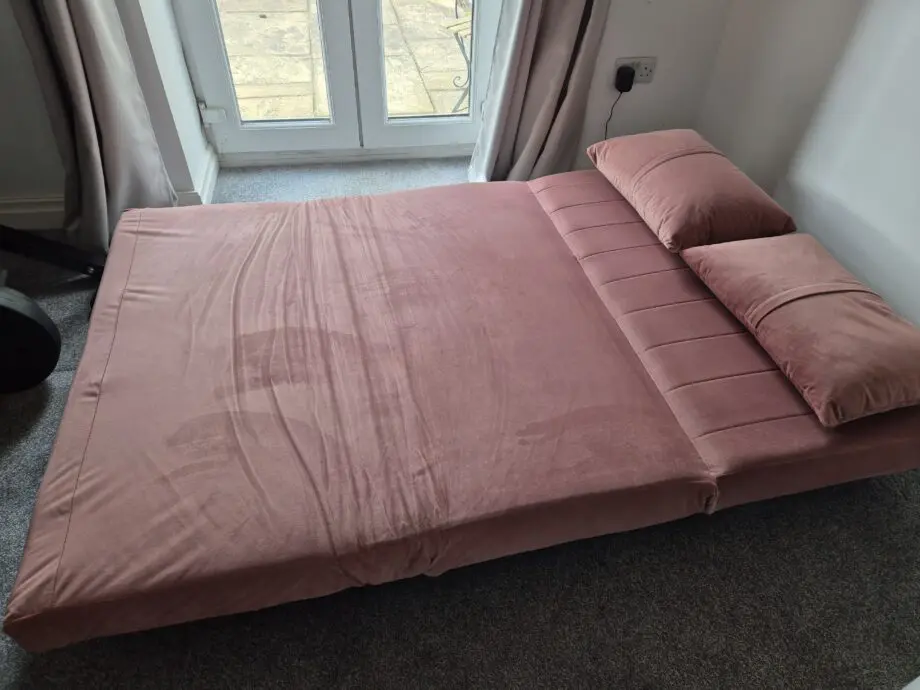 Made haru 2 seater sofa bed pink velvet