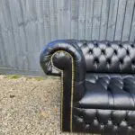 Black saxon leather chesterfield