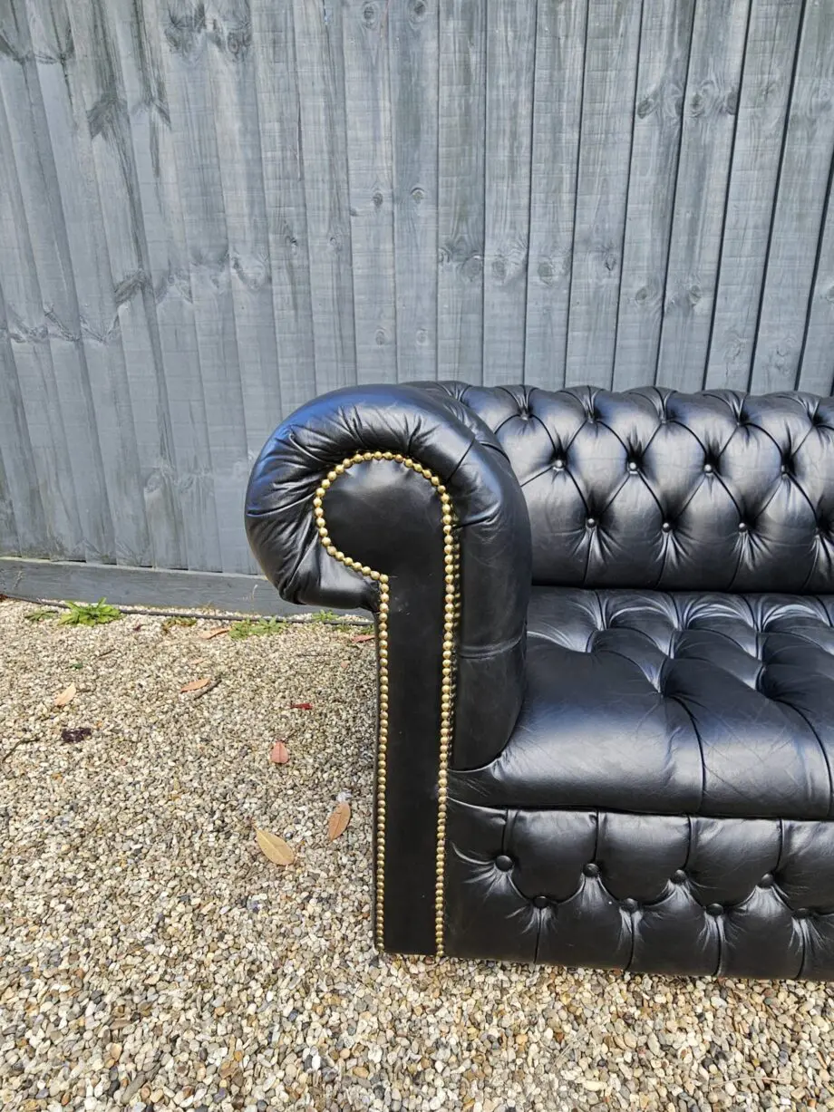 Black saxon leather chesterfield