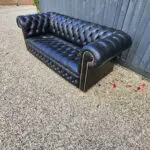 Black saxon leather chesterfield