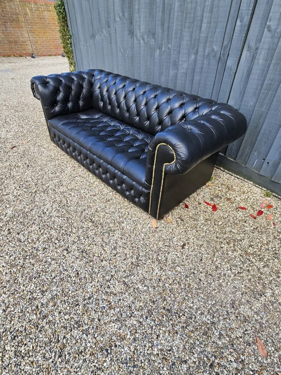 Black saxon leather chesterfield