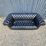 Black saxon leather chesterfield