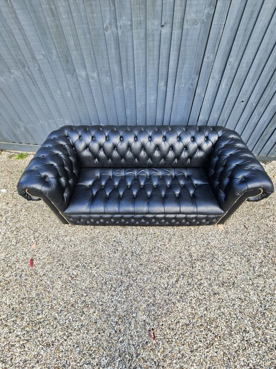 Black saxon leather chesterfield