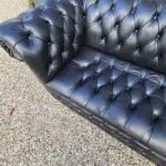 Black saxon leather chesterfield