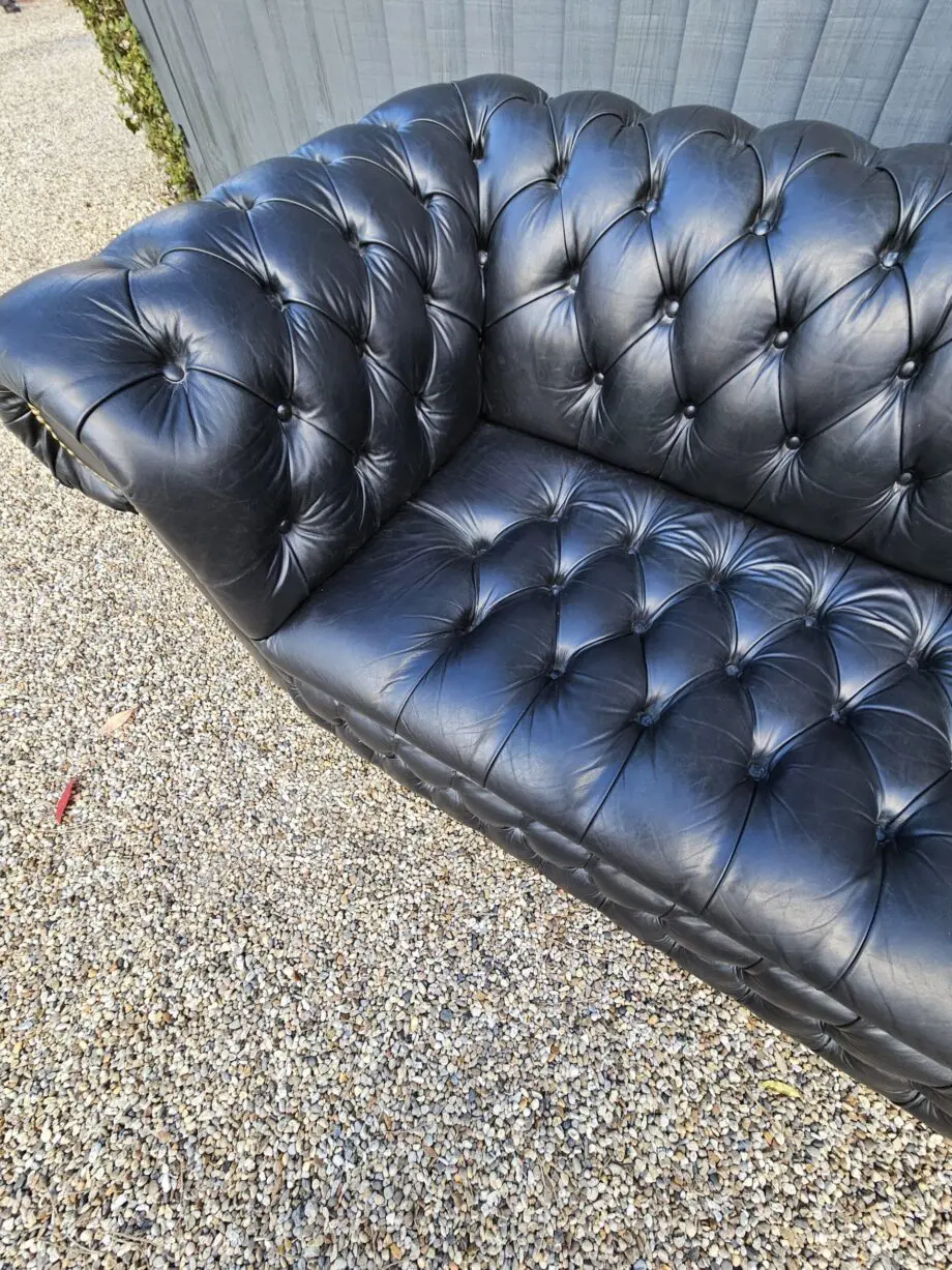 Black saxon leather chesterfield