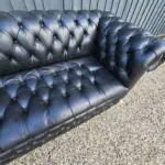 Black saxon leather chesterfield