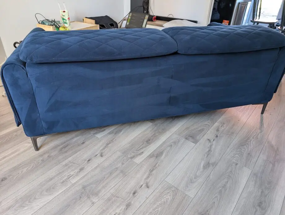 SCS Avanti Blue velvet 3 seater sofa with adjustable headrest