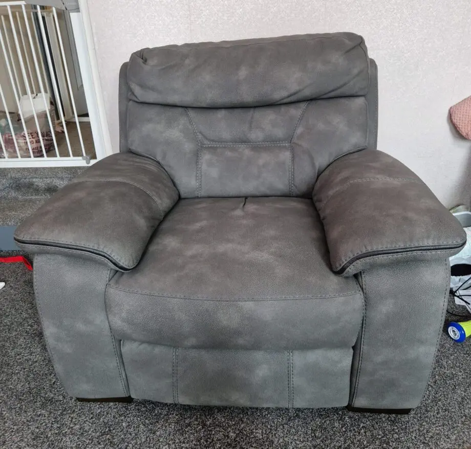 DFS Foster arm chair smoke in colour