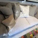 Taunton Brown Leather 3 Seater Sofa with Fabric Seat Cushions