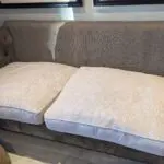 Taunton Brown Leather 3 Seater Sofa with Fabric Seat Cushions
