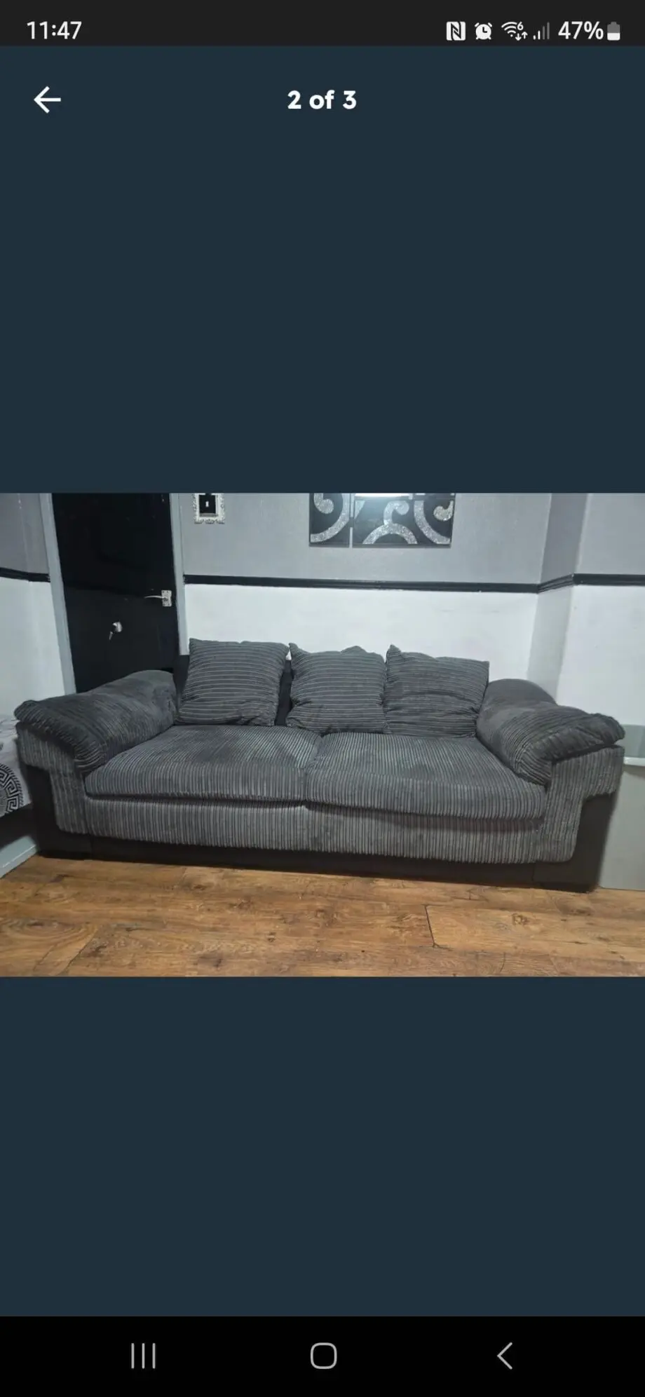 Fabric/leather 3 seater