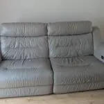 Grey leather recliner sofa