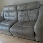 Grey leather recliner sofa