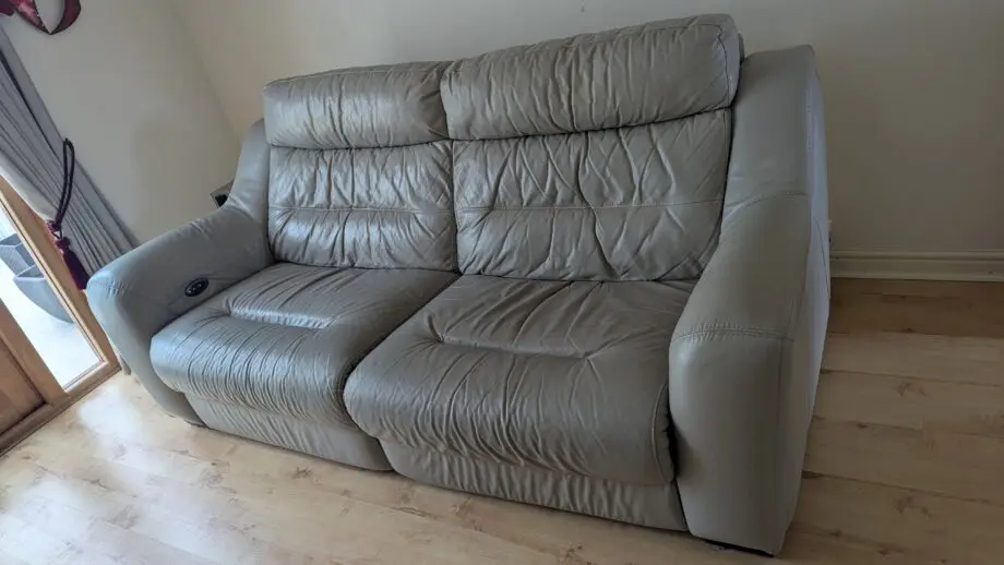 Grey leather recliner sofa