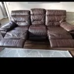 DFS Dark brown leather sofa double recliner