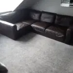 brown leather corner sofa and matching storage footstool ottoman