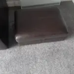 brown leather corner sofa and matching storage footstool ottoman