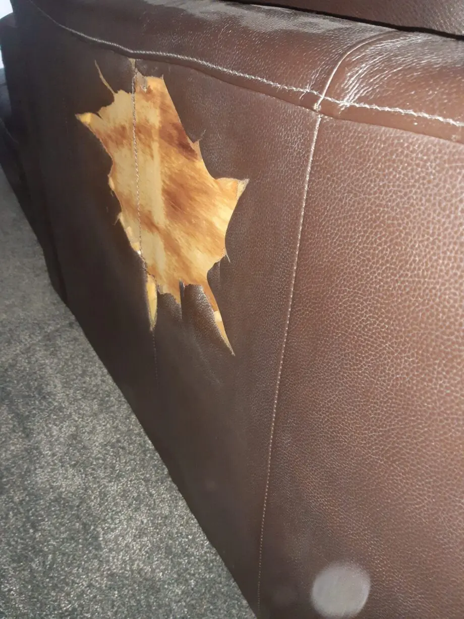brown leather corner sofa and matching storage footstool ottoman
