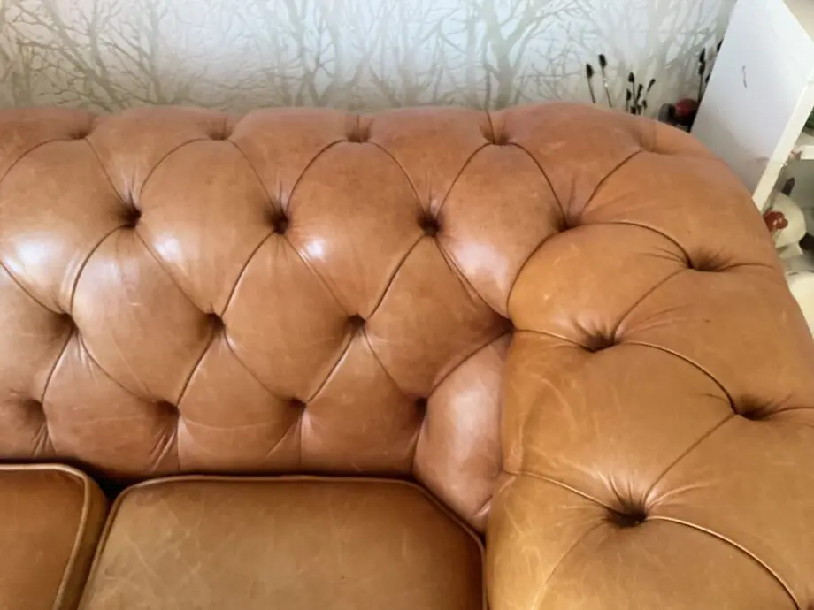 Saxon leather chesterfield 3 seater sofa brown