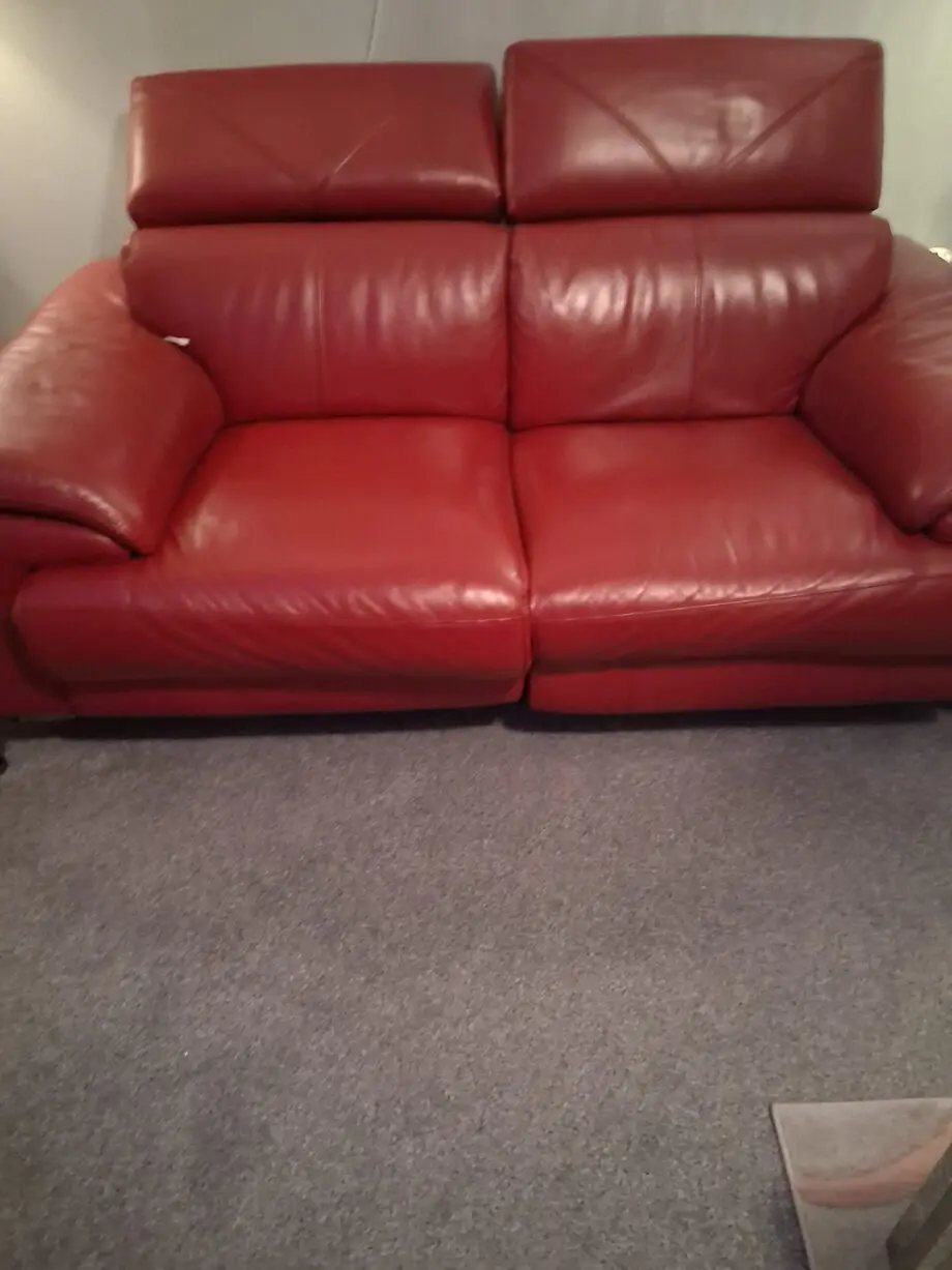 Burgundy red leather sofasone