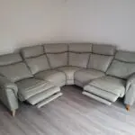 Frank Knighton electric reclining grey leather corner sofa