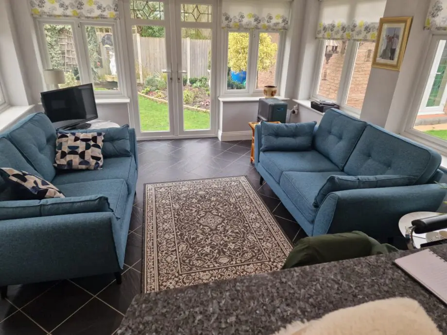 2 DFS Zinc Two Seater Sofas in Teal French Connection design