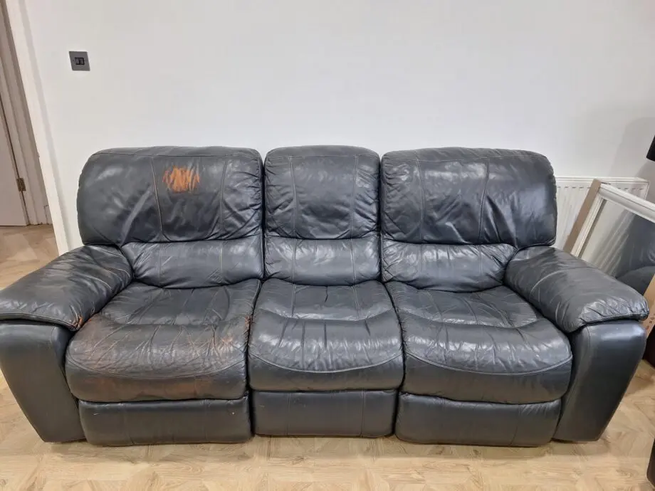 HARVEY Leather sofa with recliners, Charcoal = 3 seater + 2 seater