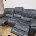 HARVEY Leather sofa with recliners, Charcoal = 3 seater + 2 seater