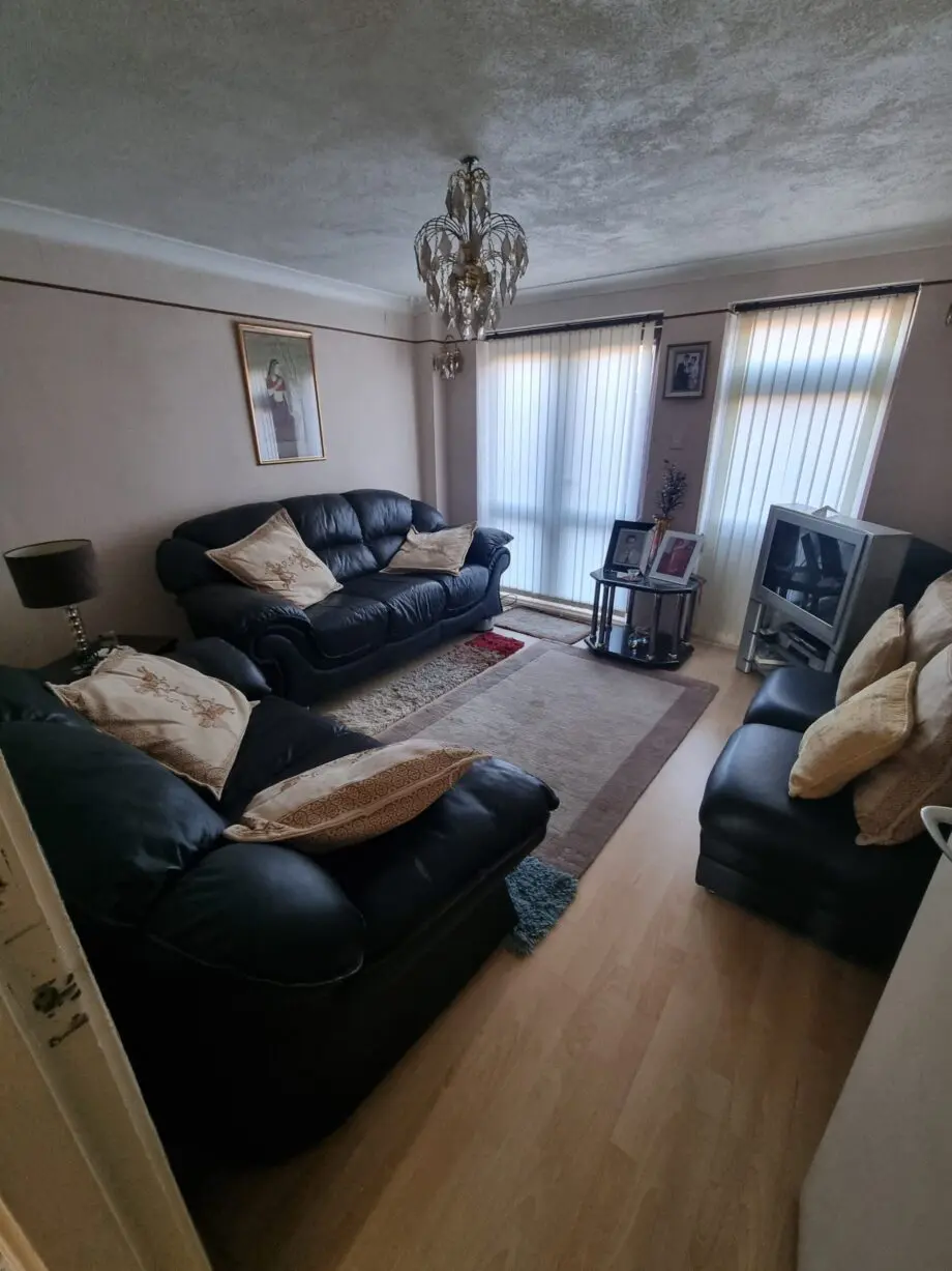 Black leather sofa