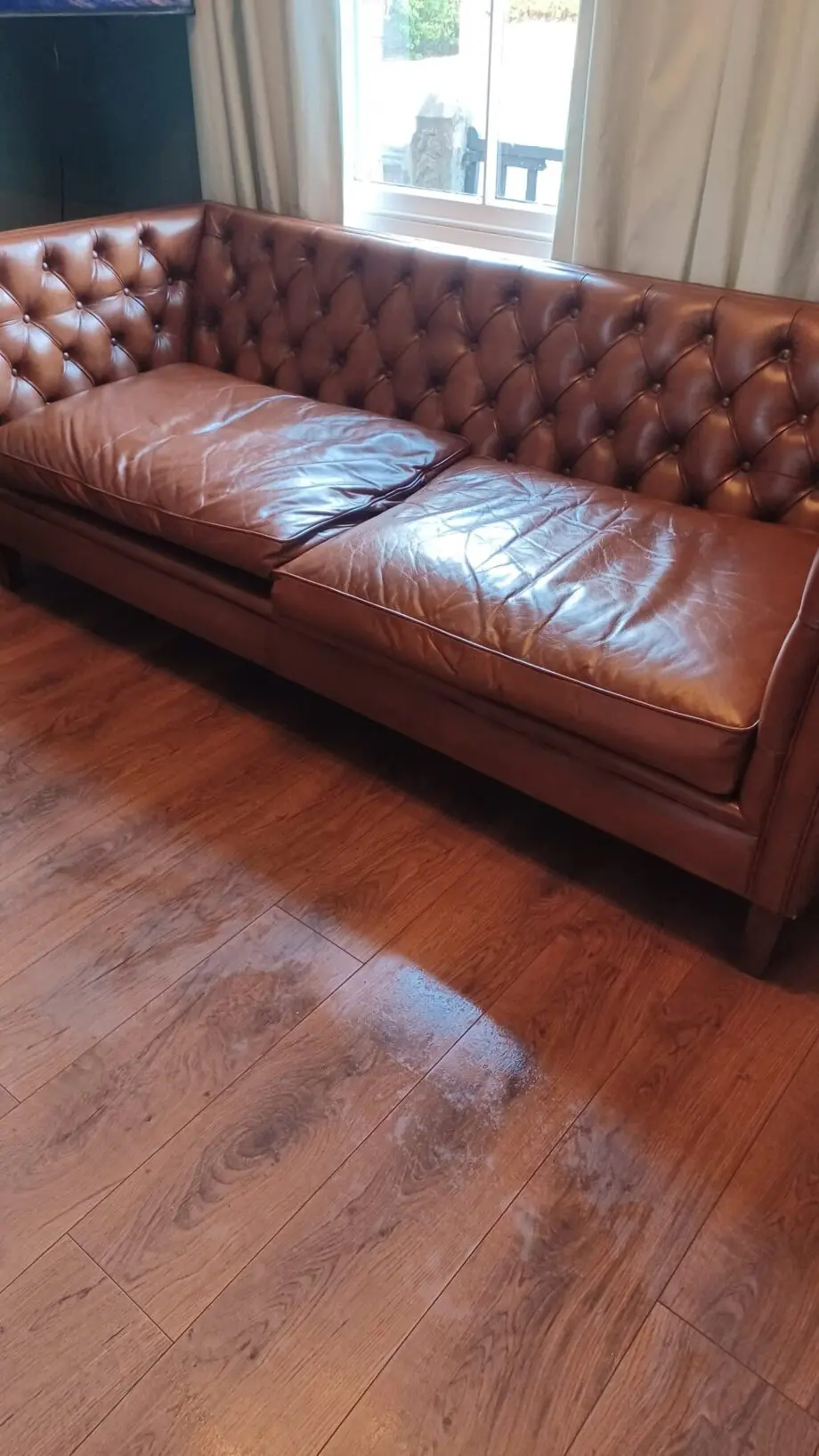 Vintage Leather Buttoned Back 3 Seater Sofa