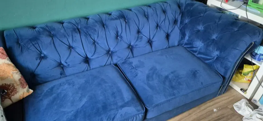 Beautiful blue corner chesterfield sofa