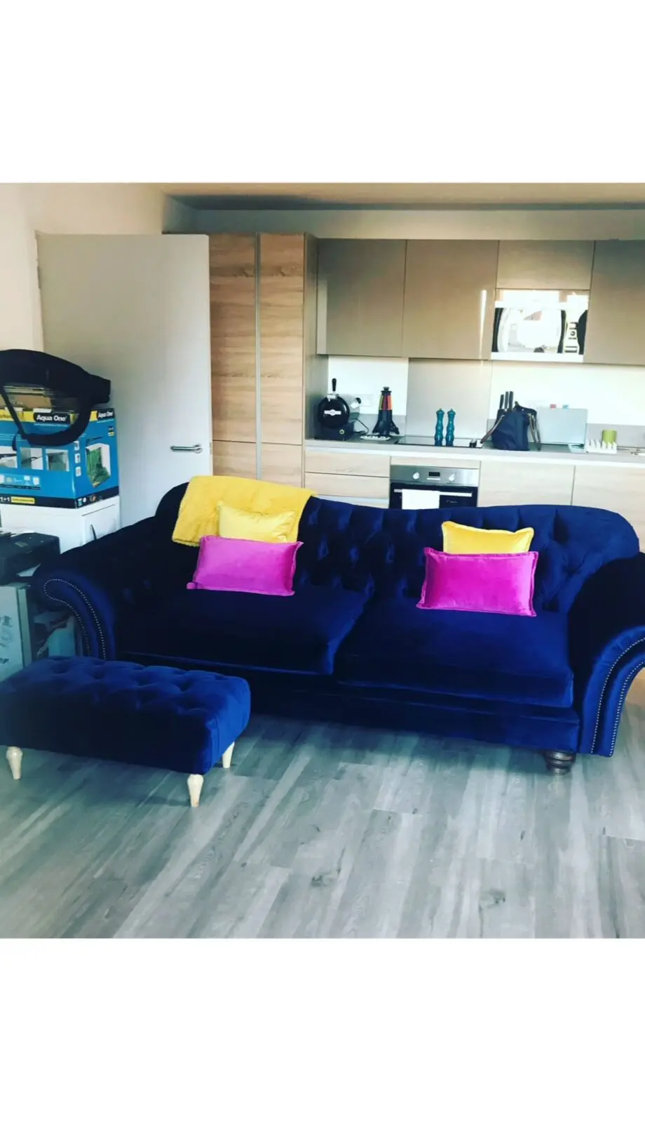 Bespoke blue velvet chesterfield