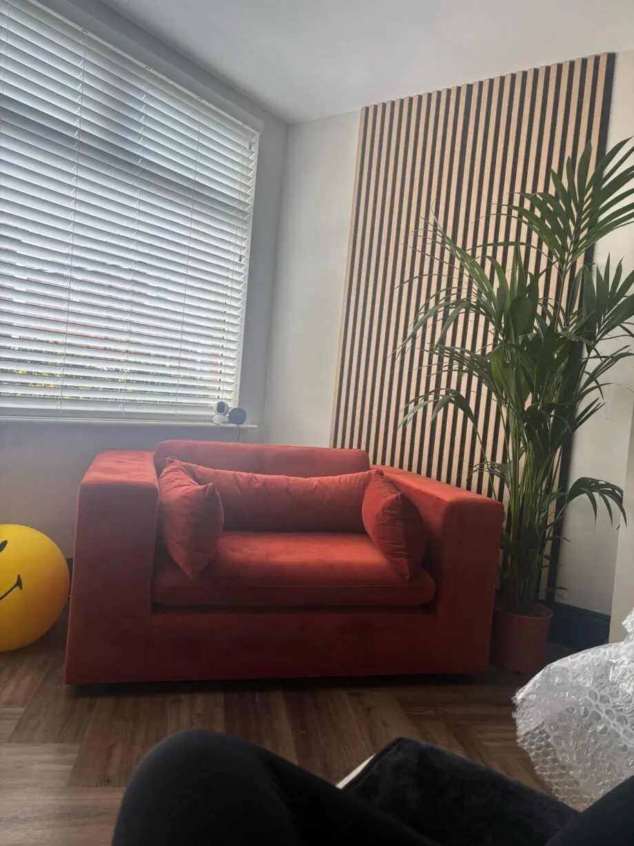 Burnt Orange Velvet Cuddle Chair