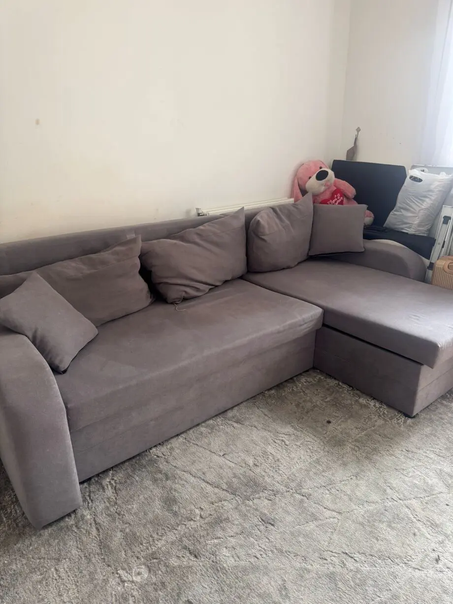 Sofa Bed L-Shaped Couch Sofa Corner Sofa 3 Seater Pull out Sofa Bed with Storage, Convertible Click Clack Sofa Bed Settee Sectional Sofa for Living Room, Office, Light Grey