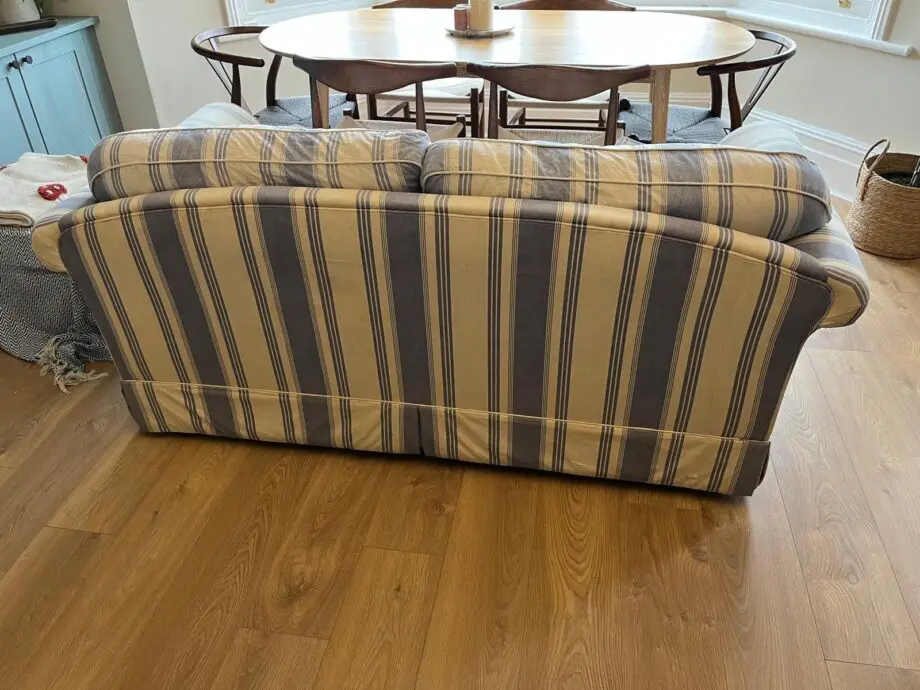 Laura Ashley blue and cream striped sofa bed