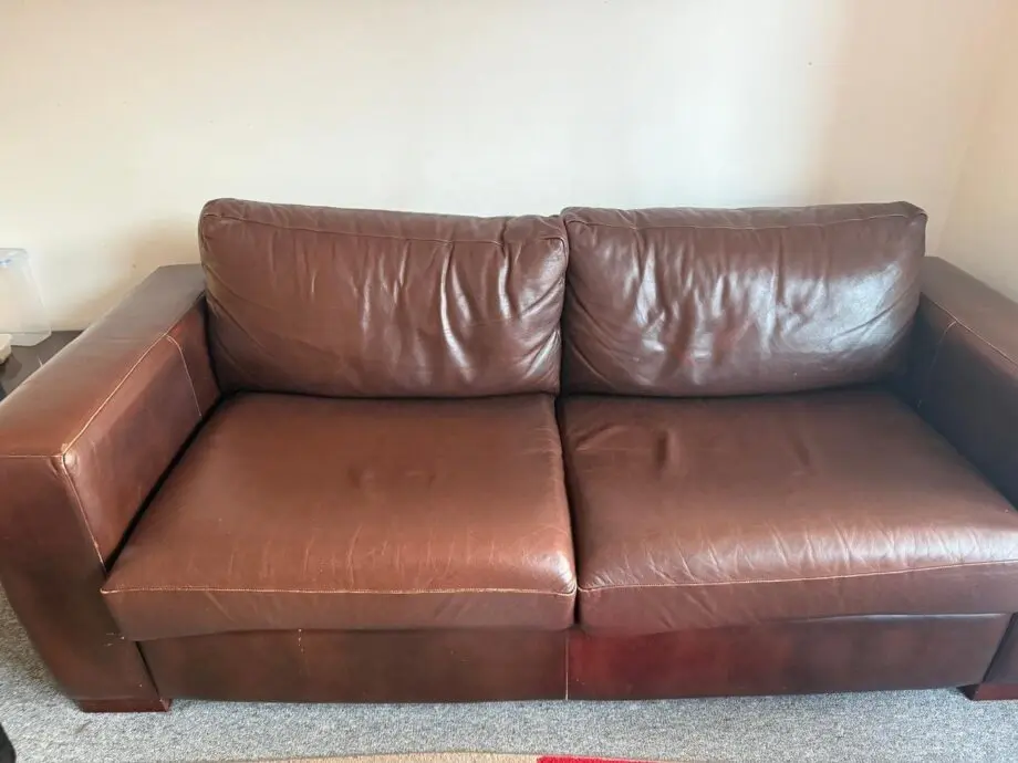 2 seater sofa leather brown colour