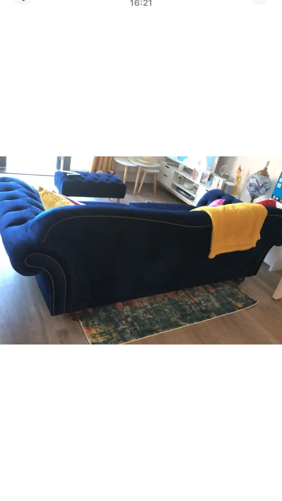 Bespoke blue velvet chesterfield