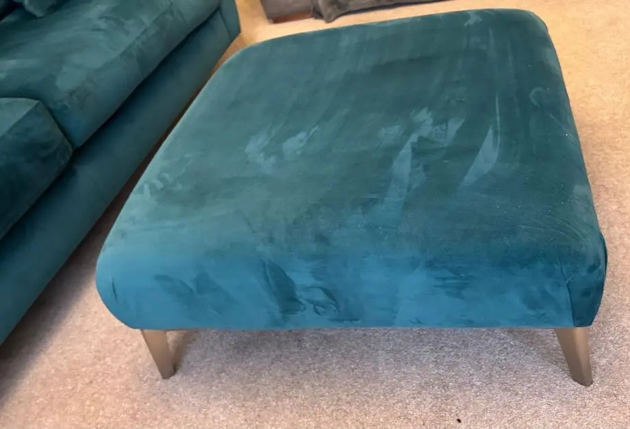 DFS Velvet Teal ‘The Libby’ 3 seater sofa and footstool