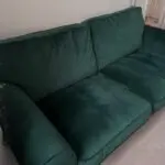Brand new DFS sofas for sale premium quality barley used in a excellent condition gorgeous green sofas and 1 seater sofa which is brown with a little green table of the set