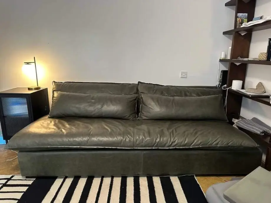 Pure White Lines Amalfi Couch Charcoal Leather