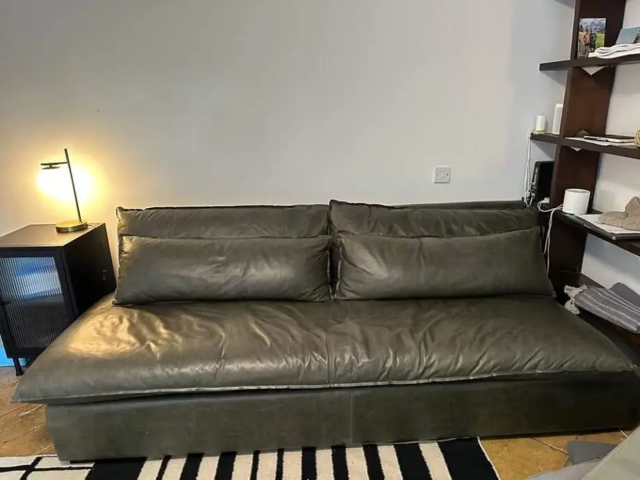 Pure White Lines Amalfi Couch Charcoal Leather