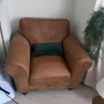 Brand new DFS sofas for sale premium quality barley used in a excellent condition gorgeous green sofas and 1 seater sofa which is brown with a little green table of the set