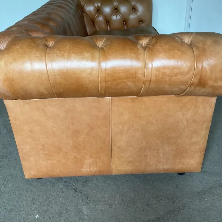 Saxon leather chesterfield 3 seater sofa brown