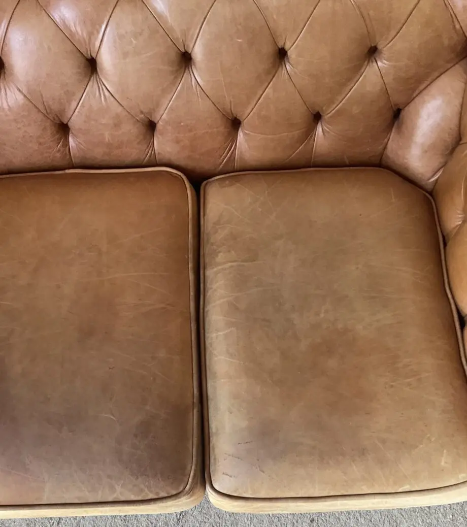 Saxon leather chesterfield 3 seater sofa brown