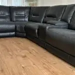 Harvey’s Hedgemoor Modular Black Corner Sofa with 2x Electric Recliners, storage and cup holders