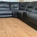 Harvey’s Hedgemoor Modular Black Corner Sofa with 2x Electric Recliners, storage and cup holders