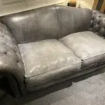 DFS grey leather 3 seater sofa