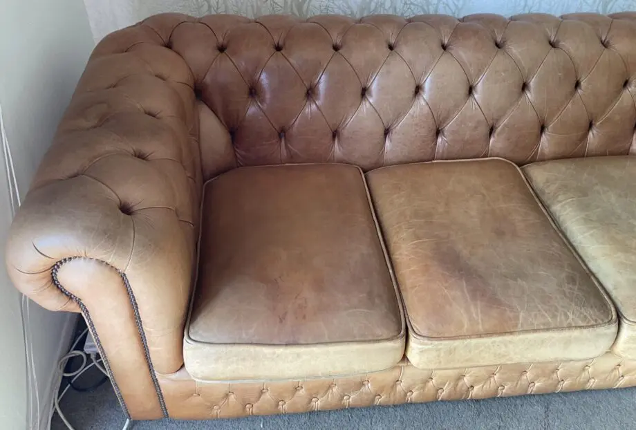 Saxon leather chesterfield 3 seater sofa brown