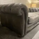 DFS grey leather 3 seater sofa