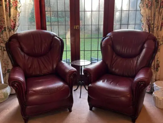 Burgundy Leather Armchairs
